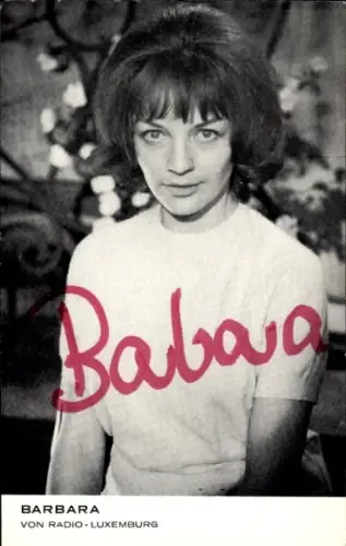 Autogrammkarte Radiomoderatorin Barbara, Portrait, Autogramm
