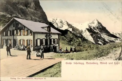 Ak Kanton Bern, Berner Oberland, Große Scheidegg, Mettenberg, Mönch, Eiger, Berghütte