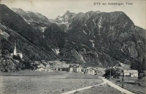 Ak Oetz in Tirol, Berglandschaft, Acherkogel, Ort Ötz, Tirol
