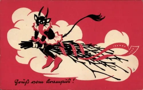 Ak Gruß vom Krampus, Rute