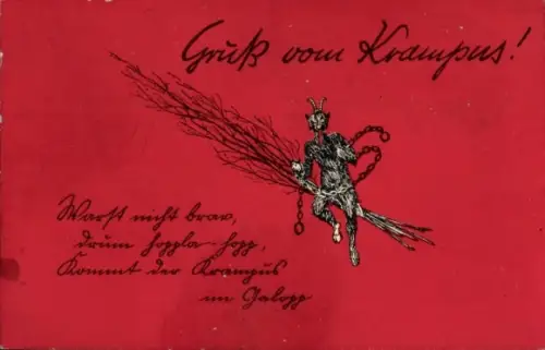 Ak Gruß vom Krampus, Warst nicht brav...