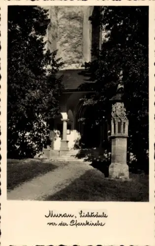 Ak Murau Steiermark, Lichtsäule vor der Pfarrkirche