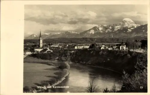 Ak Villach in Kärnten, Panorama mit Karawanken