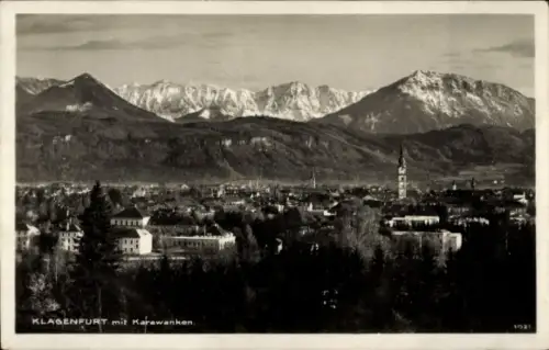 Ak Klagenfurt am Wörthersee Kärnten, Gesamtansicht, Karawanken
