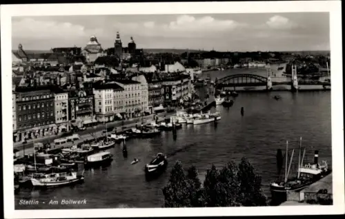 Ak Szczecin Stettin Pommern, am Bollwerk