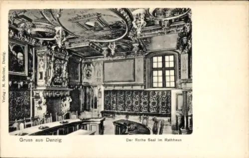 Ak Gdańsk Danzig, Rathaus, Roter Saal