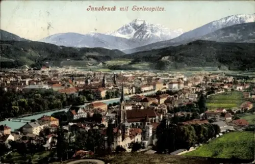 Ak Innsbruck Tirol, Panorama mit Serlesspitze