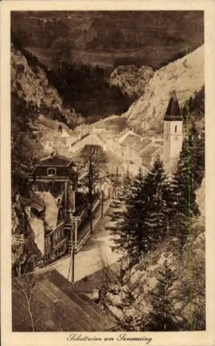 Ak Schottwien in Niederösterreich,  Berglandschaft, Häuser, Kirche, Bäume