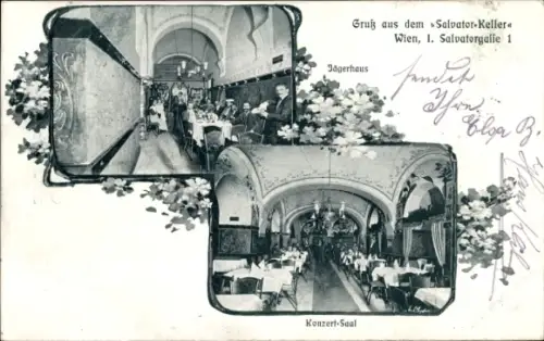 Ak Wien 1 Innere Stadt, Salvator-Keller, Jägerhaus, Konzert-Saal, Salvatorgasse