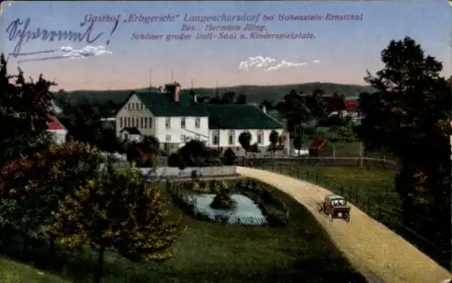 Ak Langenchursdorf Callenberg, Blick zum Gasthof Erbgericht, Hermann Illing