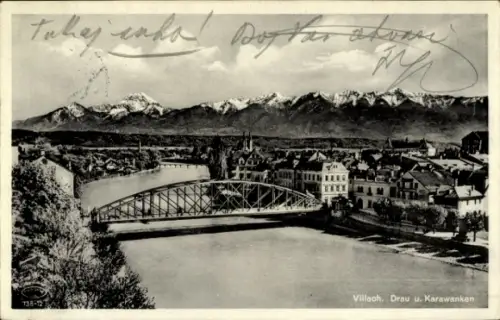 Ak Villach in Kärnten, Drau und Karawanken