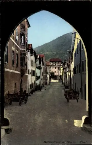 Ak Glurns Glorenza Südtirol, Durchblick zur Malserstrasse