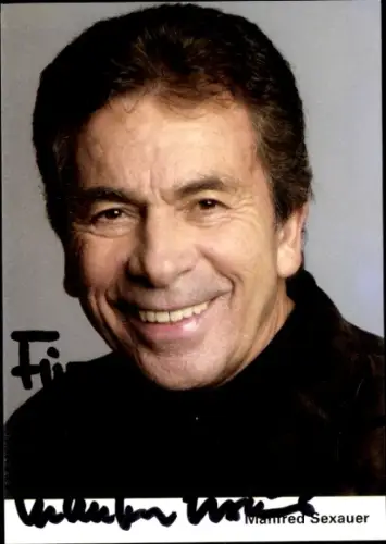 Autogrammkarte Moderator Manfred Sexauer, Portrait, Autogramm