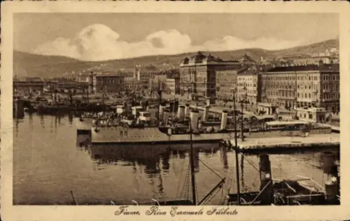 Ak Rijeka Fiume Kroatien, Riva Emanuele Filiberte