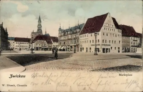 Ak Zwickau in Sachsen, Marktplatz