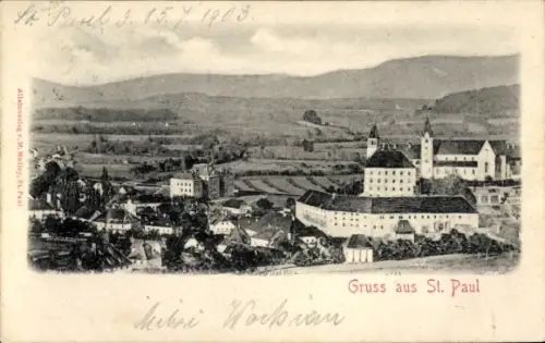 Ak Sankt Paul im Lavanttal in Kärnten, Blick auf den Ort, Kloster