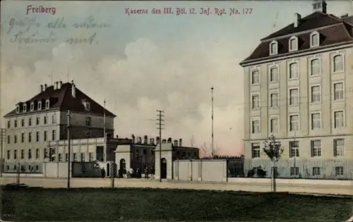 Ak Freiberg im Kreis Mittelsachsen, Kaserne des 3. Bataillon der 12 Regiment Infanterie 177