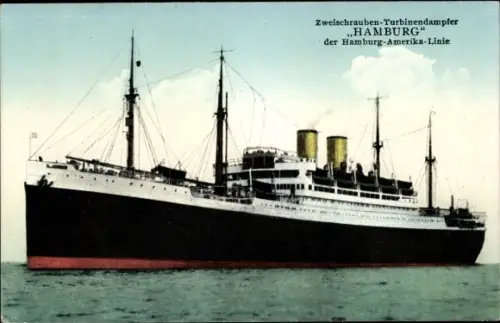 Ak Zweischrauben-Turbinendampfer Hamburg, HAPAG