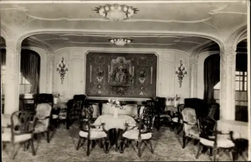 Foto Ak Dampfschiff Hamburg, HAPAG, Damensalon, 1. Klasse, Innenansicht