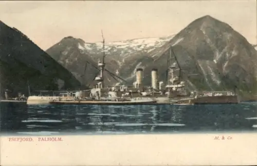 Ak Balholm Sogn Norwegen, Esefjord, Kriegsschiff