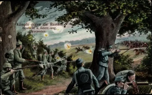 Ak Kämpfe gegen die Russen, deutsche und KuK Vorposten, I WK