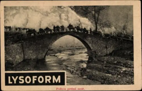 Ak KuK Soldaten auf dem Marsch, Reklame, Lysoform