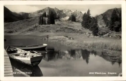 Ak Schröcken Vorarlberg, Körbersee, Steg, Boote