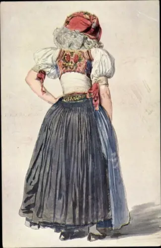 Künstler Ak Manes, J., Frau in tschechischer Volkstracht