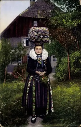 Ak Badischer Schwarzwald, Schäppelmädchen von St. Georgen