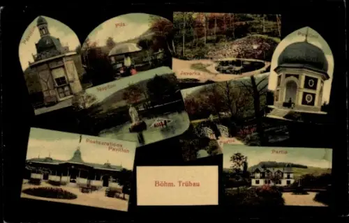 Ak Česká Třebová Böhmisch Trübau Region Pardubitz, Pavillon, Pilz, Neptun, Javorka