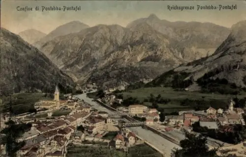 Ak Pontebba Pontafel Friuli Venezia Giulia, Reichsgrenze, Gesamtansicht