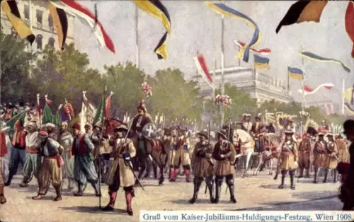 Künstler Ak Wien, Kaiser-Jubiläums-Huldigungs-Festzug 1908