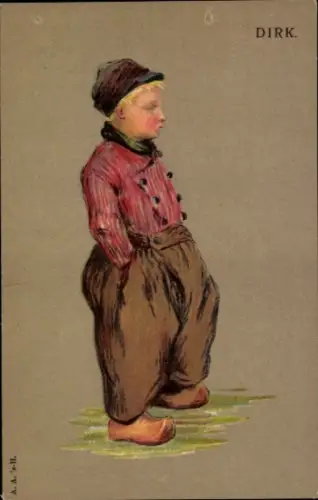 Künstler Ak Dirk, Junge in Niederländischer Tracht