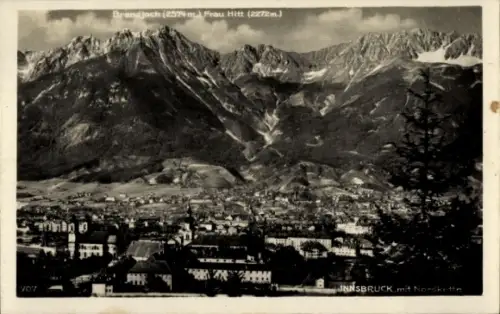 Ak Innsbruck in Tirol, Berglandschaft,  Nordkette, Brandjoch, Frau Hitt