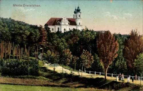 Ak Maria Dreieichen Rosenburg Mold in Niederösterreich, Kloster Maria Drei Eichen,  Kirche, Bäume