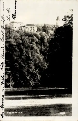 Ak Seebenstein in Niederösterreich, Seebene, Wald, Schloss im Hintergrund, 