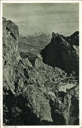 Ak Werfen in Salzburg, Eisriesenwelt im Tennengebirge, Beißzangensteig gegen das Salzachtal