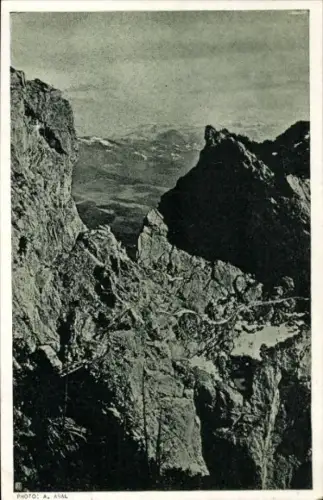 Ak Werfen in Salzburg, Eisriesenwelt im Tennengebirge, Beißzangensteig gegen das Salzachtal