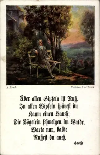 Gedicht Ak Broch, A., Über allen Gipfeln ist Ruh, Schriftsteller Johann Wolfgang von Goethe