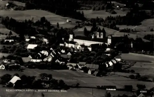 Ak Seckau Steiermark, Benediktinerabtei, Luftbild