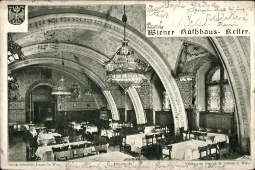 Wappen Ak Wien, Wiener Rathauskeller, Innenansicht