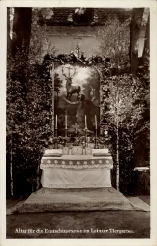 Ak Wien 13 Hietzing Lainz, Tiergarten, Altar für die Eustachiusmesse im Tiergarten