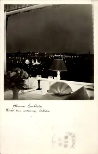 Ak Skansen Stockholm Schweden, Utsikt från restaurang Solliden
