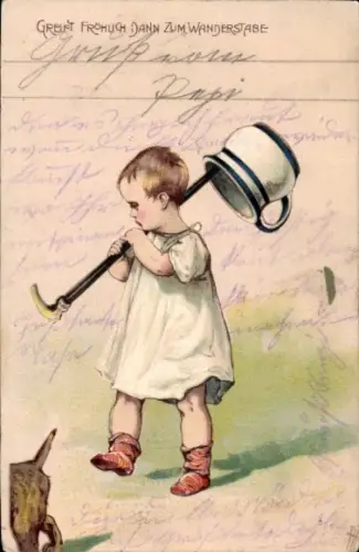 Präge Litho Tout passe, Kind mit Nachttopf