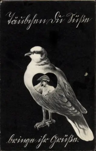 Ak Taube, Frau-Porträt