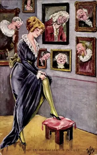 Künstler Ak Schermele, W., Junge Frau mit schönen Beinen, Neugierige Porträts