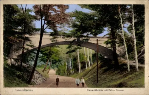 Ak Crimmitschau Sachsen, Zeitzer Straße, Bismarckbrücke