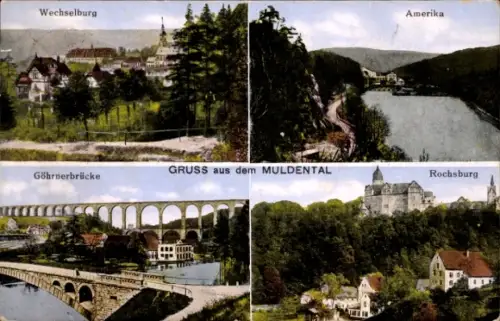 Ak Amerika Penig in Sachsen, Wechselburg, Rochsburg, Göhrnerbrücke