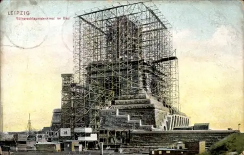 Ak Leipzig in Sachsen, Völkerschlachtdenkmal im Bau
