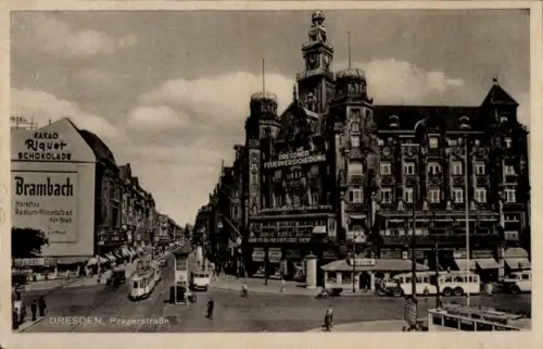 Ak Dresden Altstadt, Pragerstraße, Straßenbahn